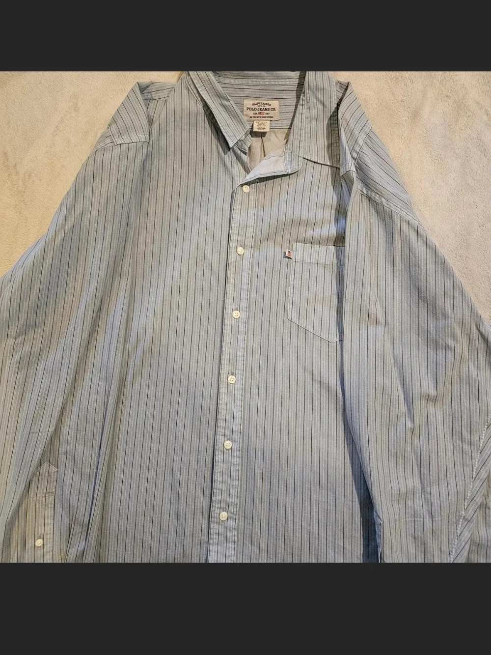 Vintage Polo by Ralph Lauren Light Blue and Gray Stripe Button-Down Shirt